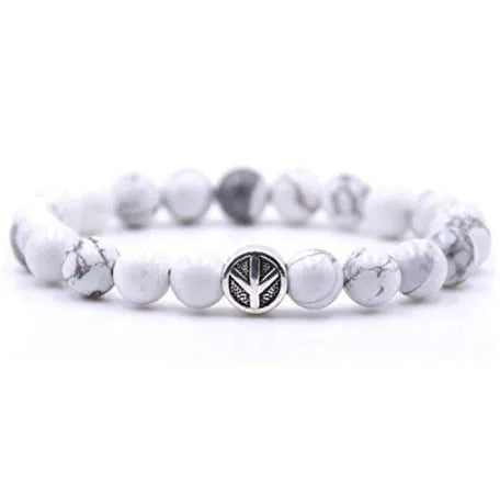 6cm alloy bracelet with natural stone elements in volcanic, tiger eye, or pine wood variations