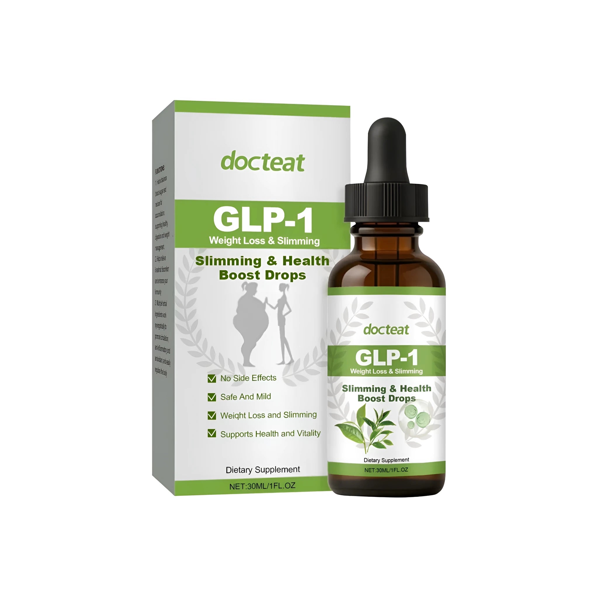 30ml dropper bottle of Moringa leaf extract dietary supplement droplets for intestinal health