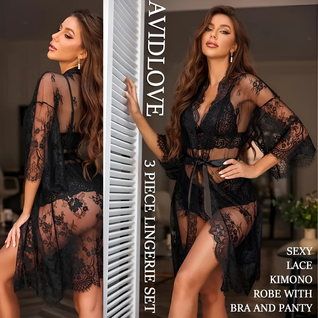 Ladies lace underwear set in apricot colour, showing the two-piece design.