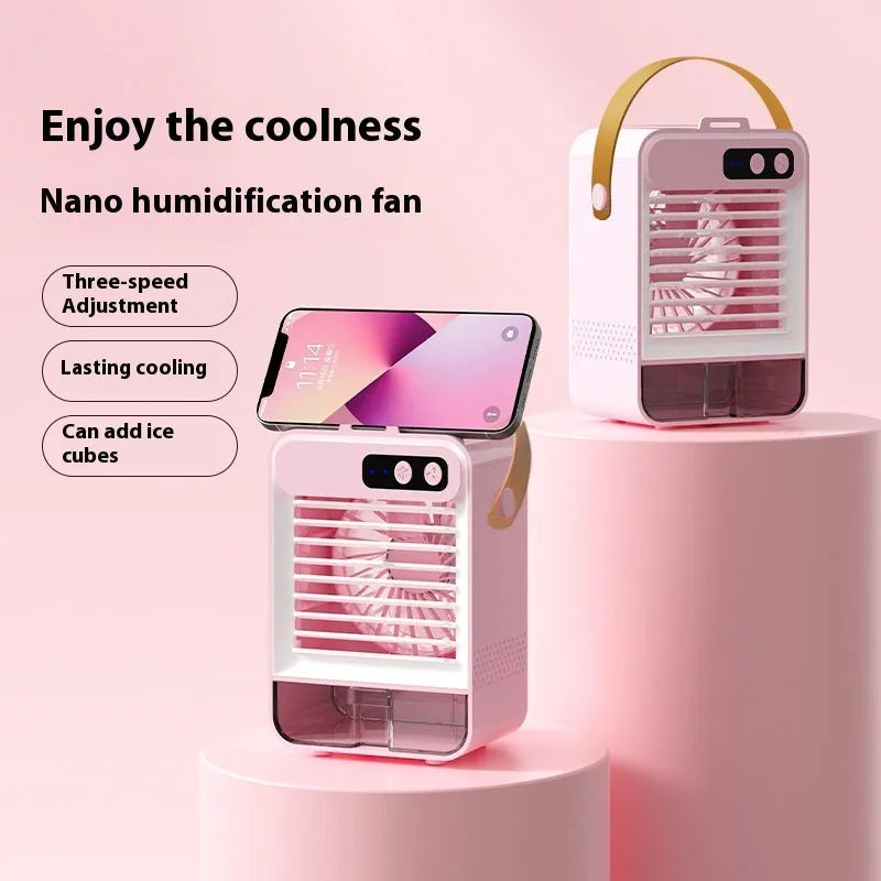 Dark green or ivory white desktop air humidifier with compact 19x12.5x10cm dimensions and low 36dB(A) noise