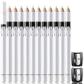 12 white and black retractable makeup pencils with sharpener for eyebrows, eyeshadow and lips