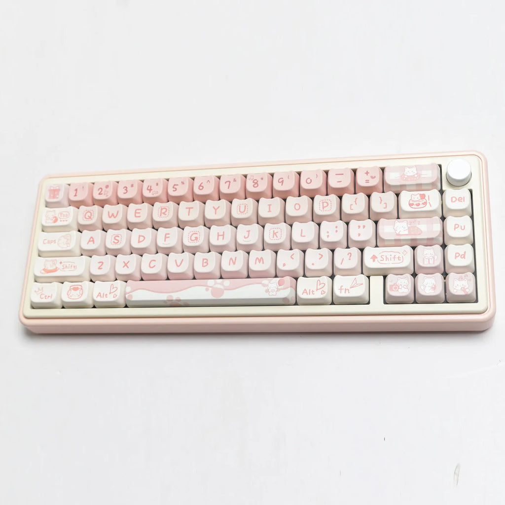 Full set PBT sublimation key caps for mechanical keyboards showing 98+ keys with sublimation printed legends