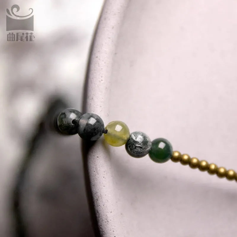Handmade multi-layered ethnic bracelet for children in natural crystal and semi-precious stones