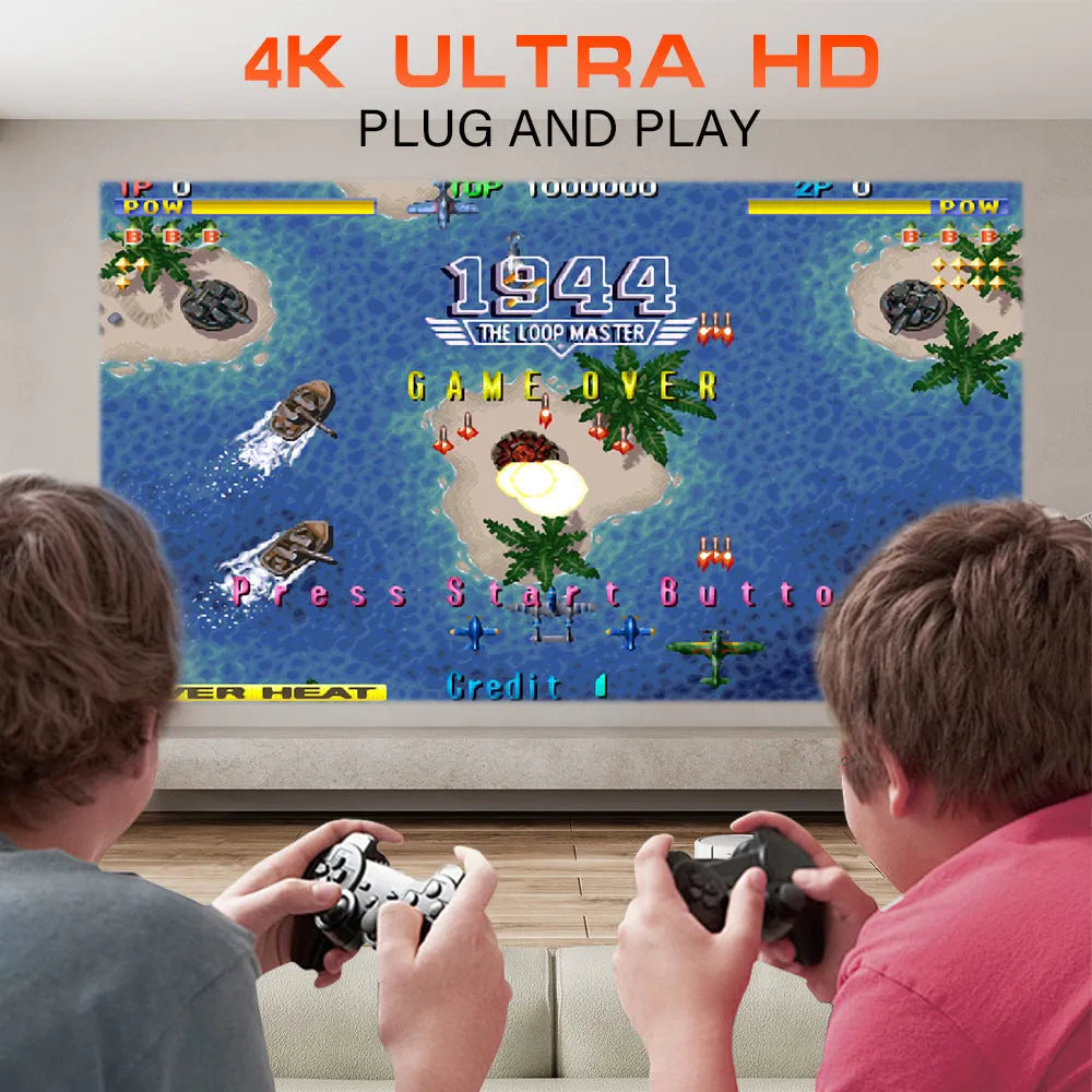 M300MAX portable home projection game machine in red or white box with carrying handles.