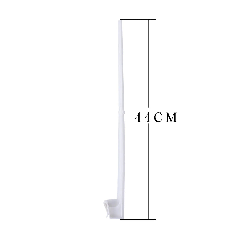 White PP plastic car window flag bracket set showing 10 poles with clip mechanism for vehicle flag display