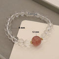 Handmade natural white crystal bracelet with 8mm beads and Matcha Green gift box.
