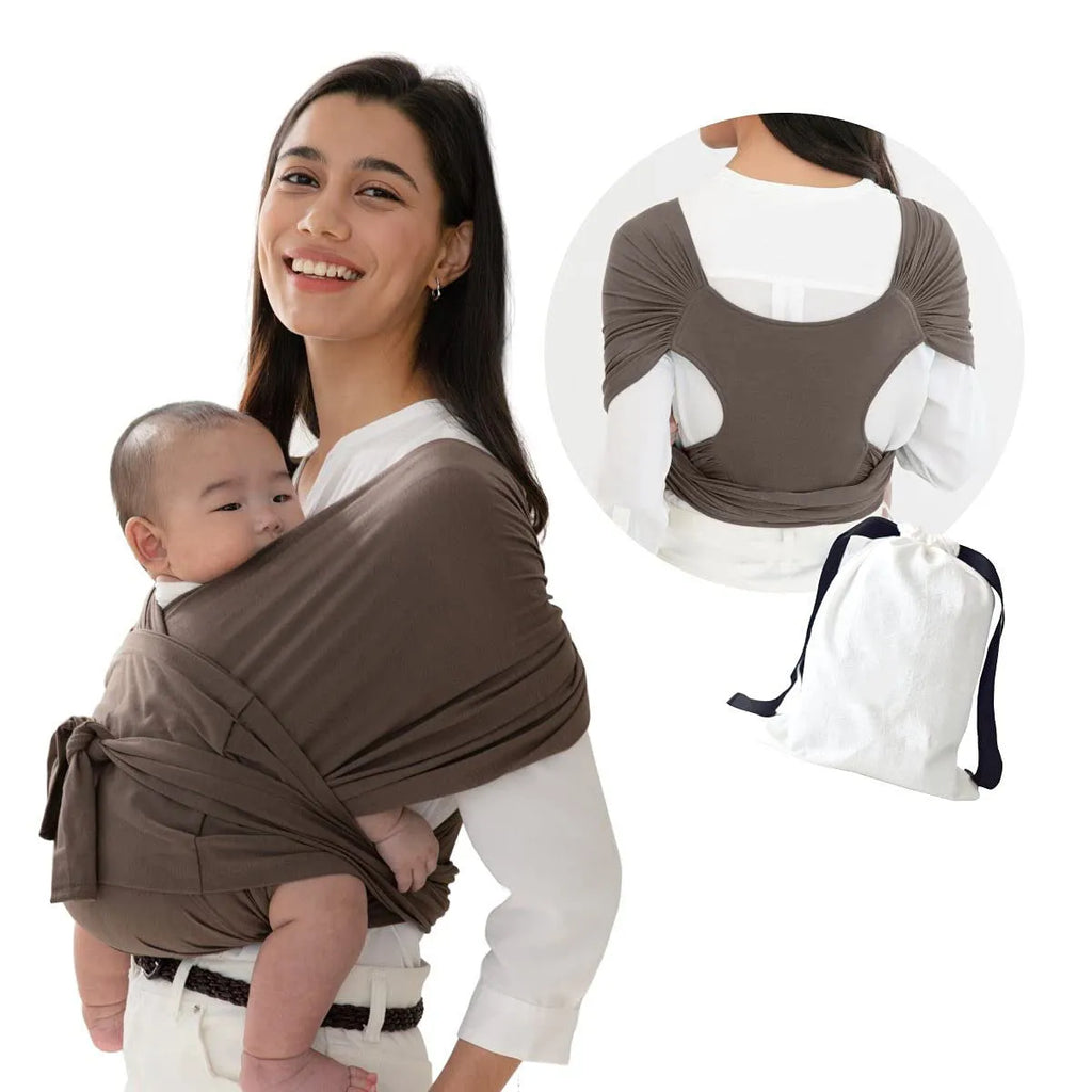 Cotton X type baby carrier with cross straps in black, brown, or dark blue, sizes L and M, 15kg max load.