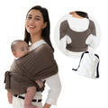 Cotton X type baby carrier with cross straps in black, brown, or dark blue, sizes L and M, 15kg max load.