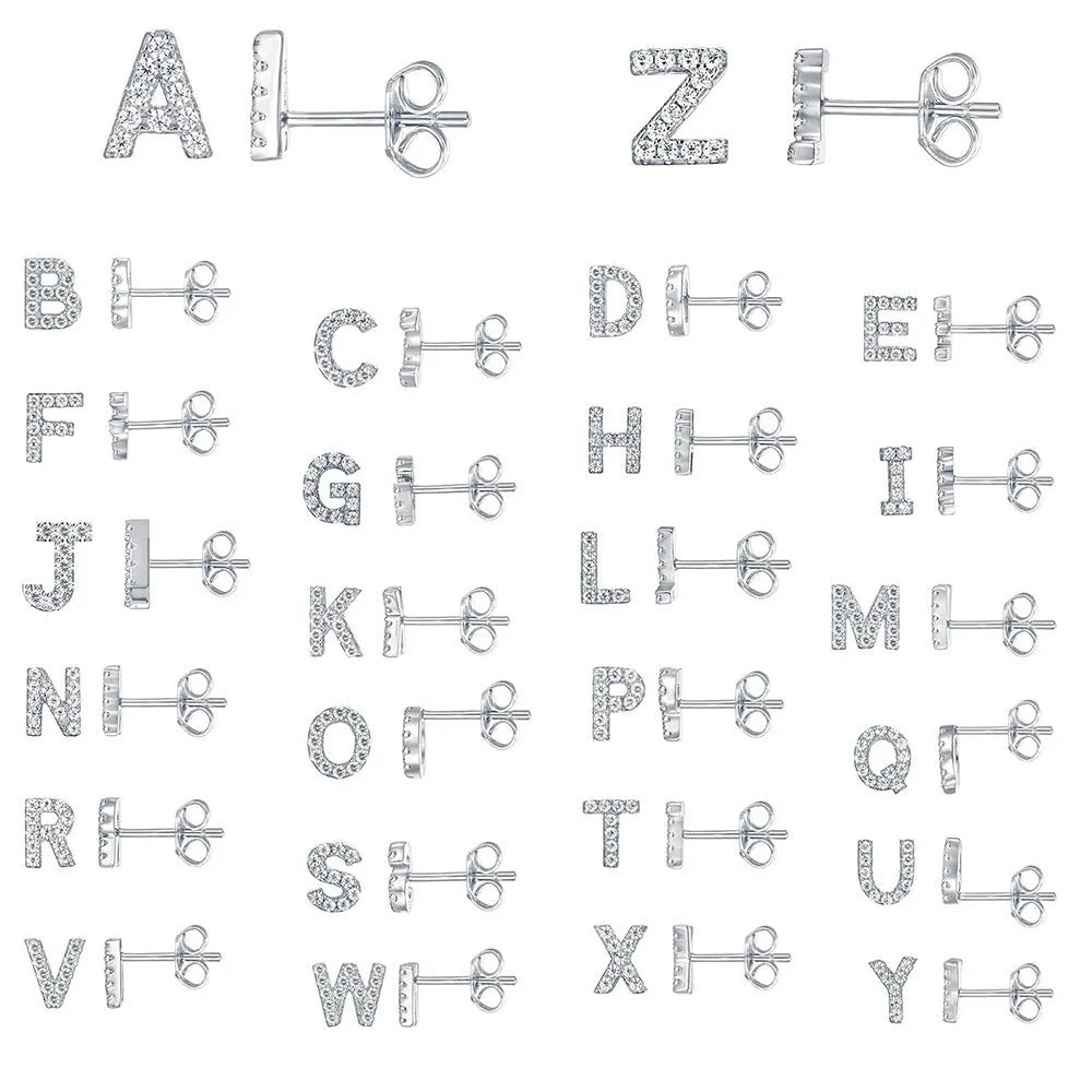 Gold plated earring featuring the letter A from the alphabet, with a small zircon stone detail.