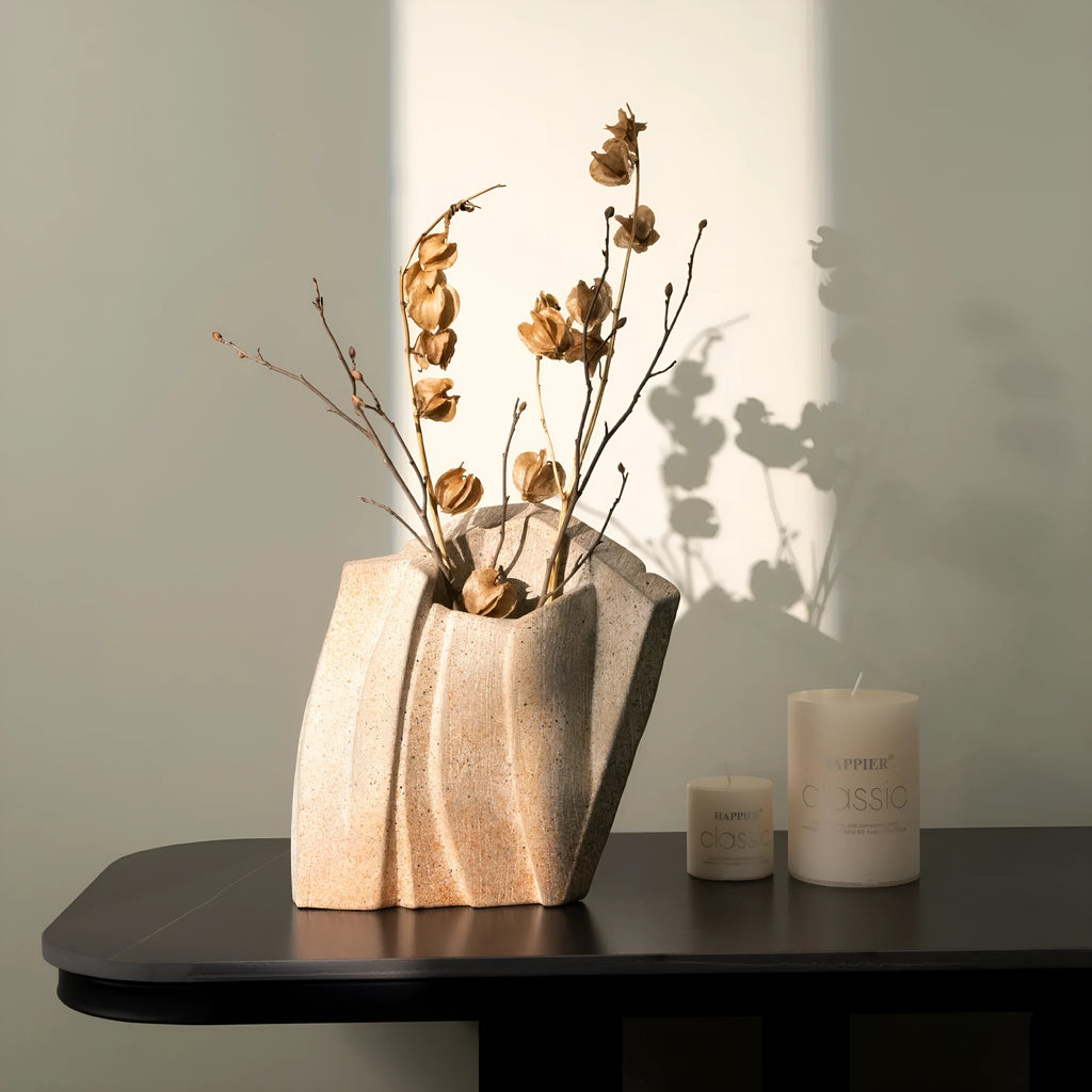 Resin reconstructed flower art displayed in ceramic vase with modern simplicity design in GT-B058 colour