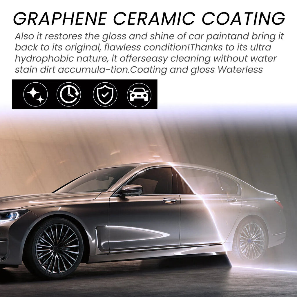 70ml graphene ceramic coating bottle with sponge, towel, gloves, and coating cloths for car paint protection
