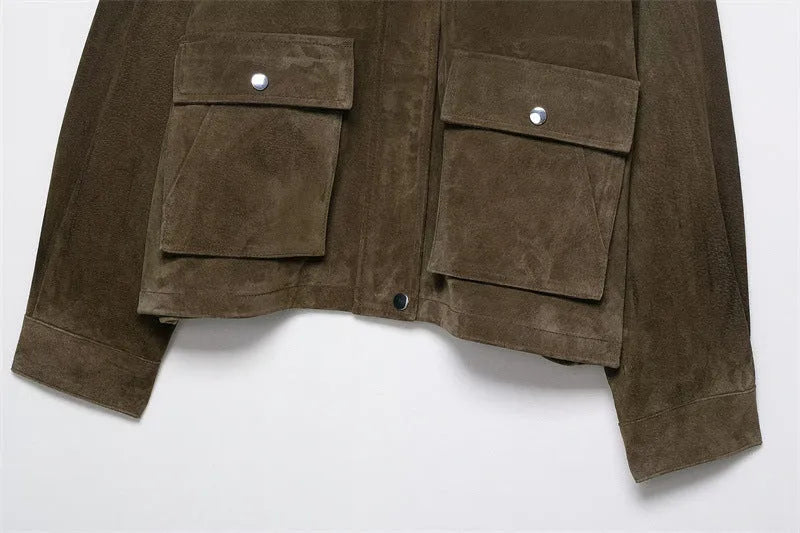 Women's PU jacket coat in medium thickness with Japanese Korean casual style, regular fit, sizes XS to L