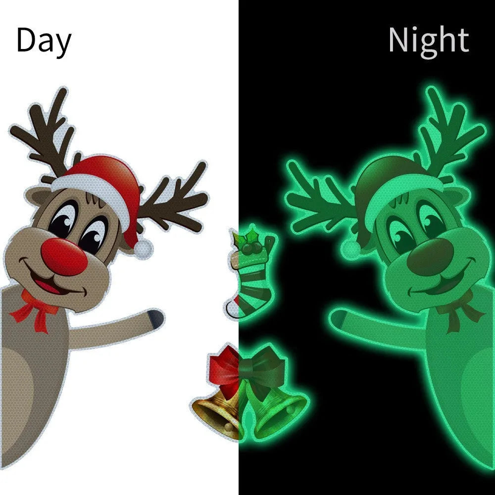 Christmas elk bell magnetic luminous reflective bumper stickers with cartoon design