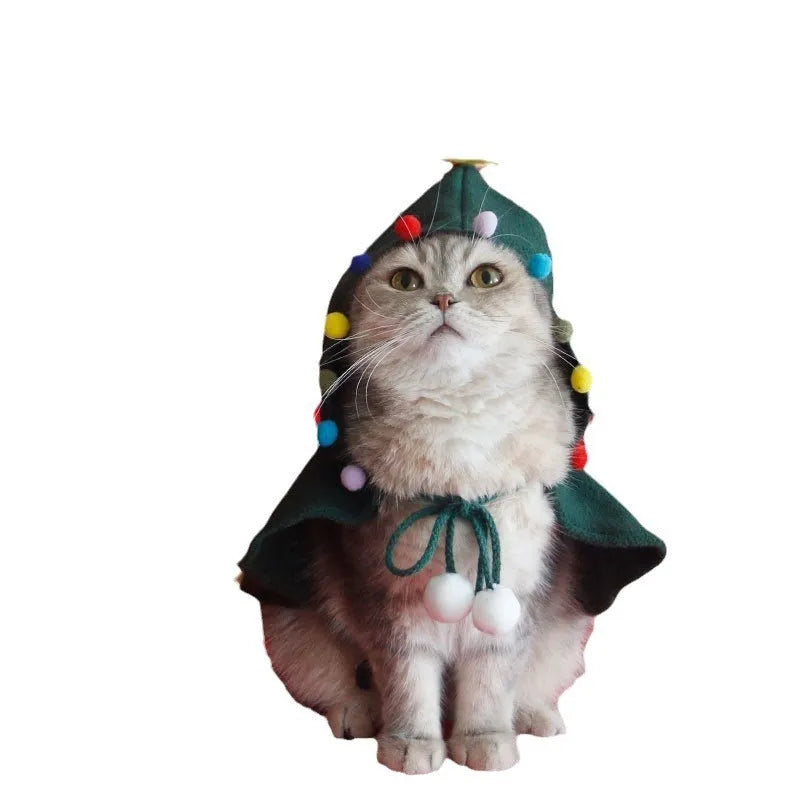 Christmas pet cloak with hood and polar fleece material in festive colours for dogs and cats