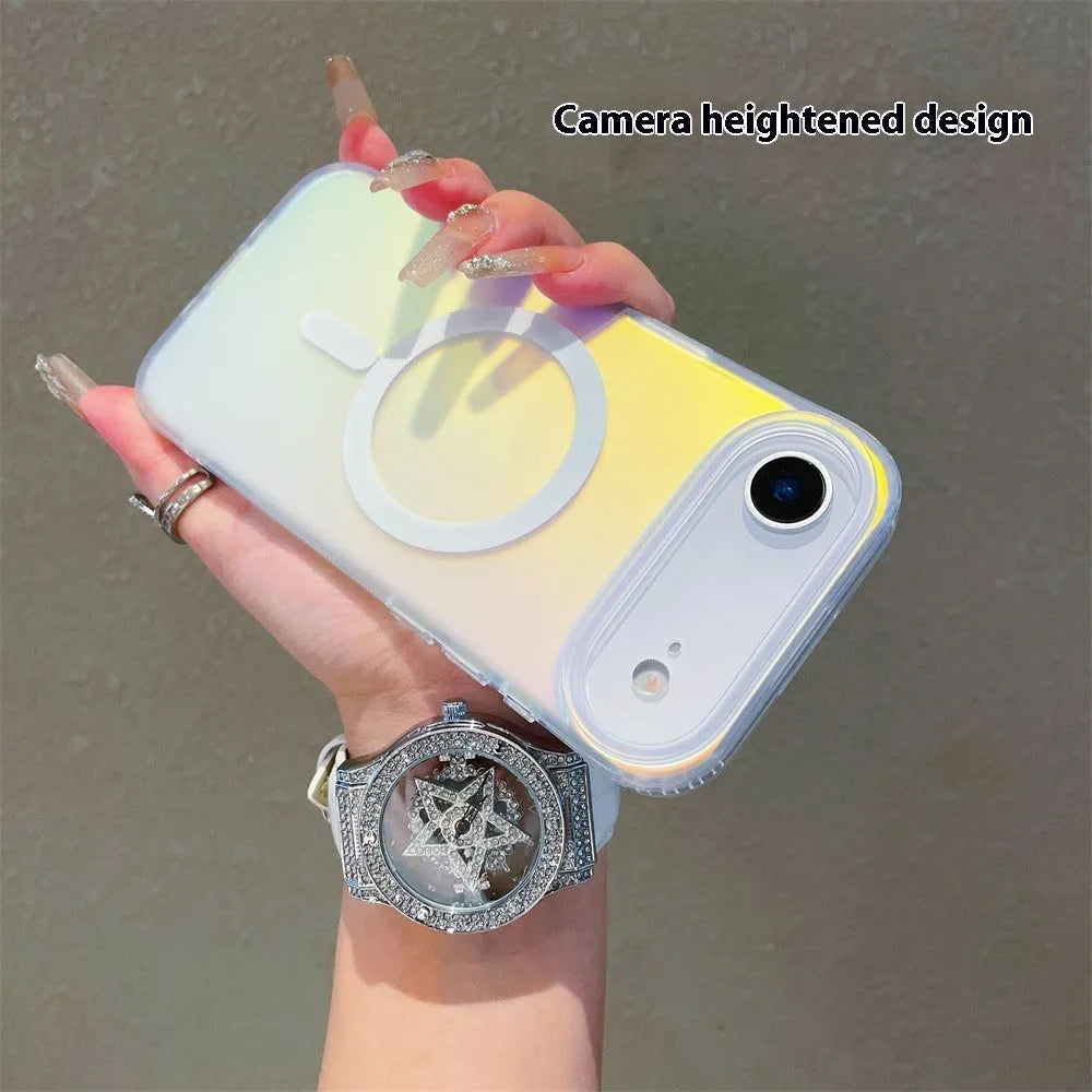Laser gradient frosted magnetic phone case for iPhone 17 series in minimalist back cover style