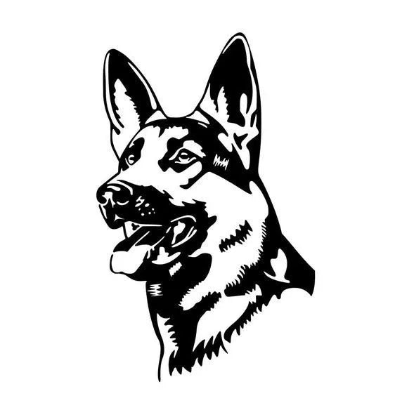 Reflective hunting dog Alsace shepherd bumper sticker measuring 13x8 cm with adhesive backing