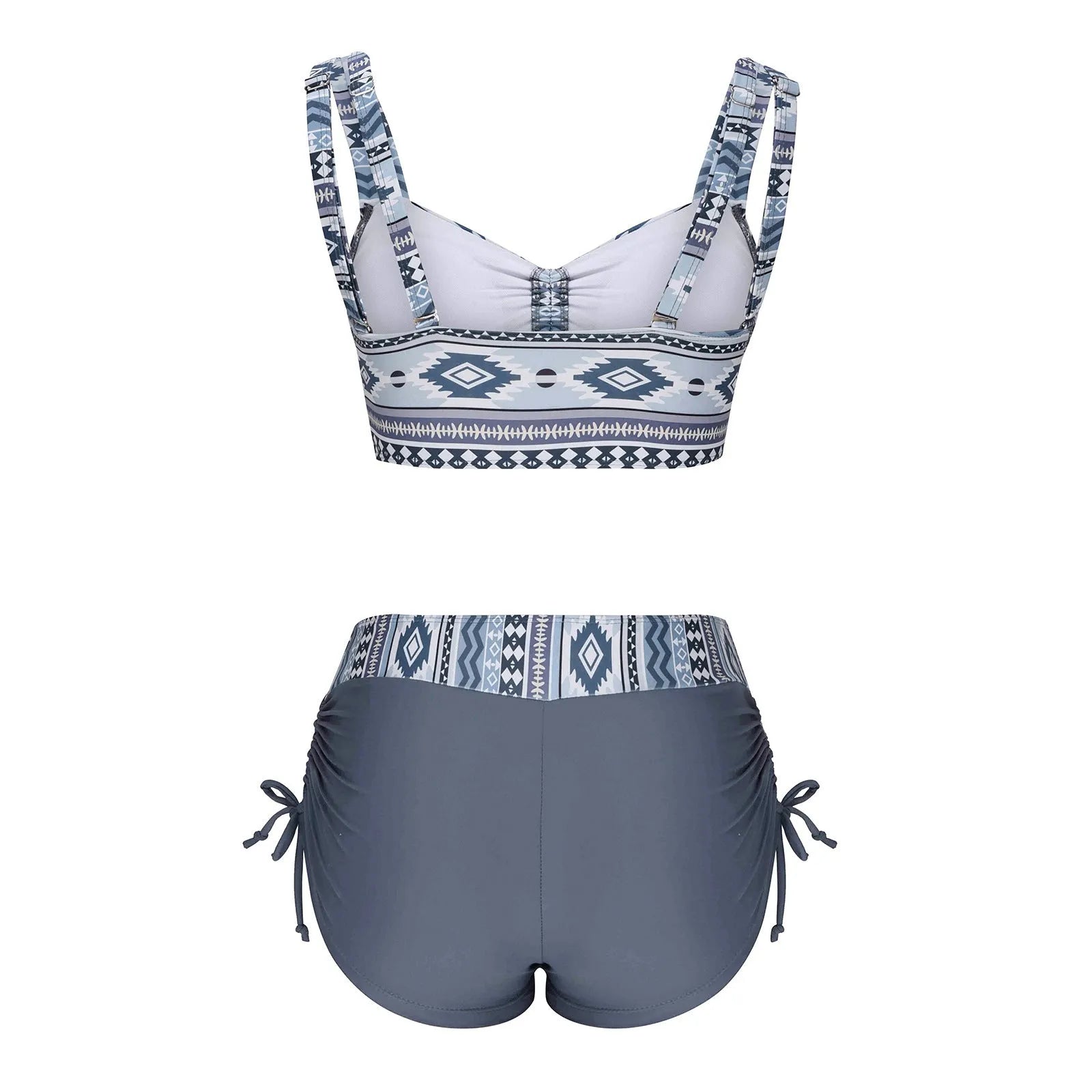 Women's split bikini swimsuit without steel belt or chest pads in pictured colour.