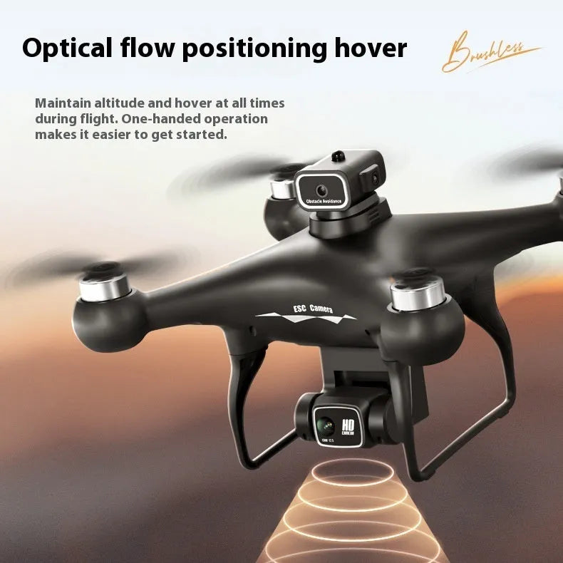 S116 black HD brushless UAV with four-side obstacle avoidance and camera in flight