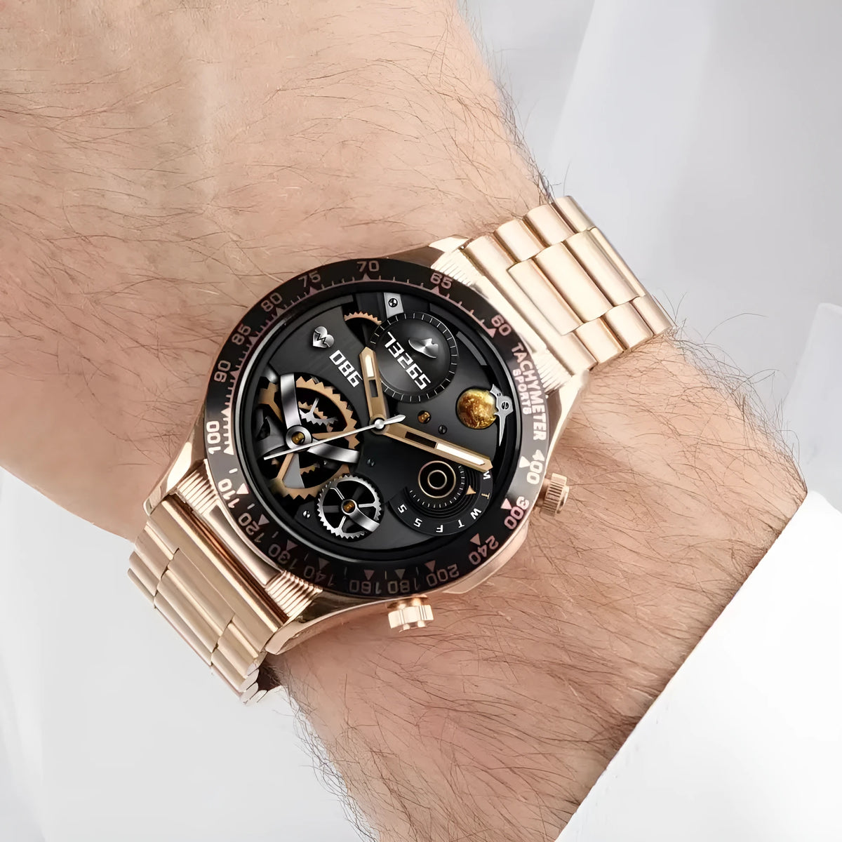 Men's business smart watch with Bluetooth calling and health monitoring functions on wrist