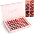 Ten matte lipsticks in packaging with waterproof non-transfer formula