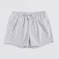 Men's white striped quick-drying polyester beach trousers, loose straight-leg lined summer pants