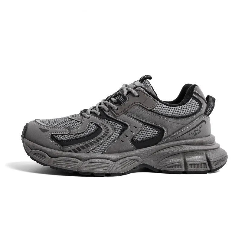 Women's grey platform casual sneaker with leather stitching and EVA sole