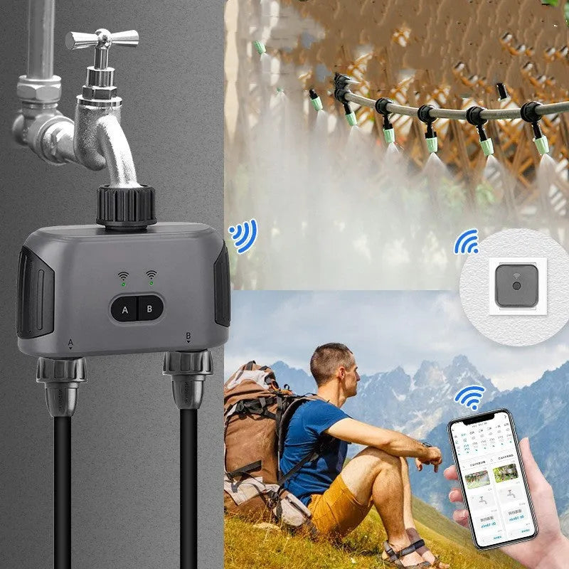 Bluetooth dual watering controller for mobile phone remote garden irrigation