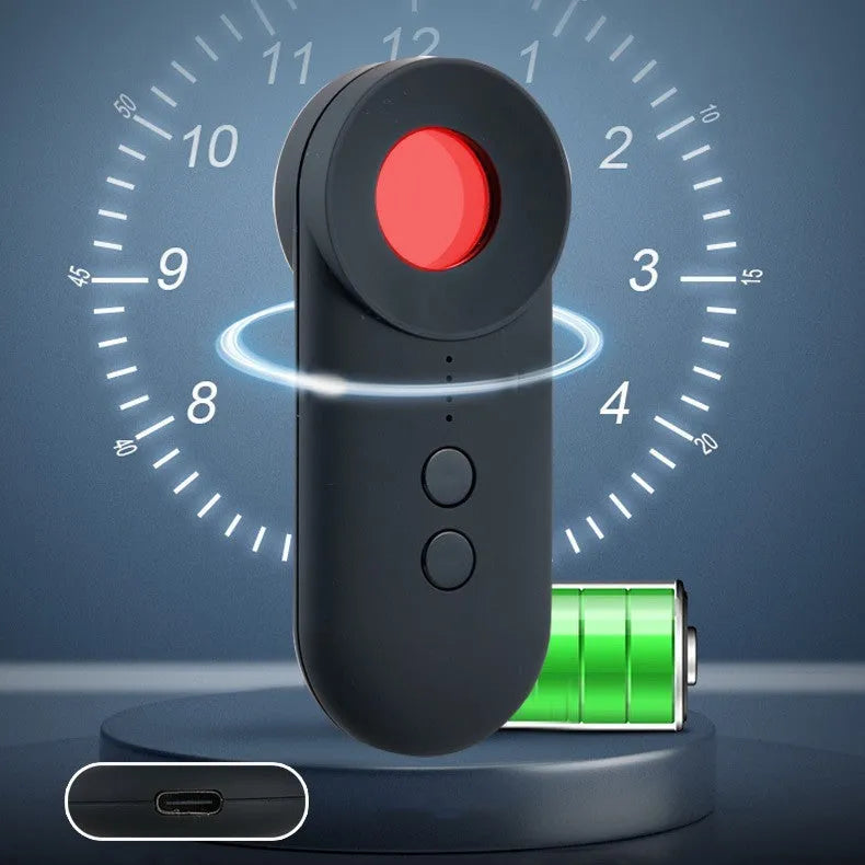 Black anti-car GPS detector measuring 93.8mm with signal and camera detection capabilities