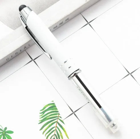 Multifunctional metal ballpoint pen with capacitive stylus tip and LED light in five colour options