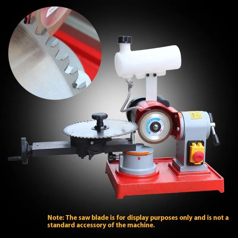 Small manual grinding machine for sharpening alloy circular saw blades with angle adjustment mechanism