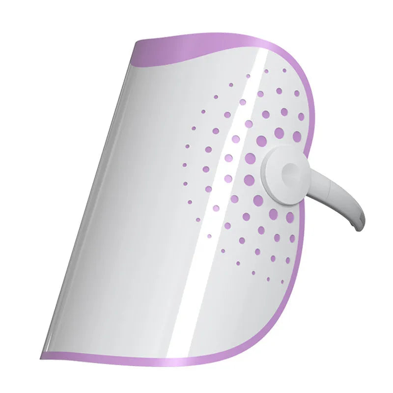 White and purple plug-in photon beauty mask IPL device with spectrometer for facial light therapy.