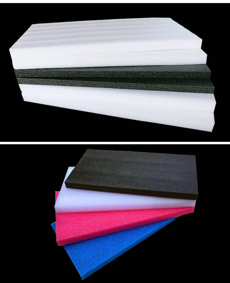 Large white EPE pearl cotton foam board showing its smooth surface and 10mm thickness.