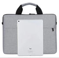 Grey Oxford cloth men's laptop bag with expansion feature and polyester lining