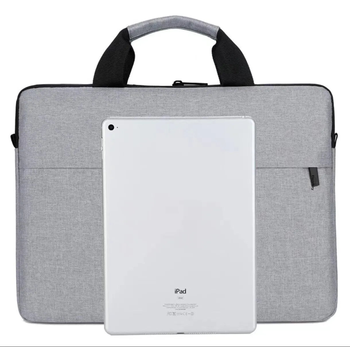 Grey Oxford cloth men's laptop bag with expansion feature and polyester lining
