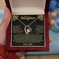 Hollow heart-shaped pendant necklace in silver or gold with gift box and card.