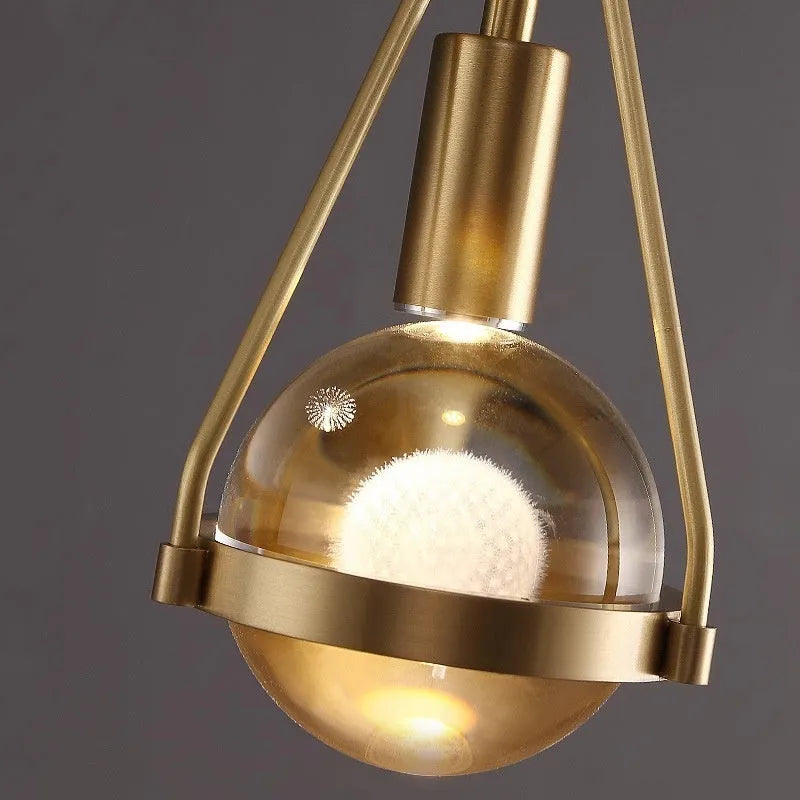 Copper and crystal chandelier with multiple head configurations for bedroom lighting