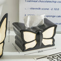 Ceramic butterfly vase and matching tissue box set with light luxury design for living rooms