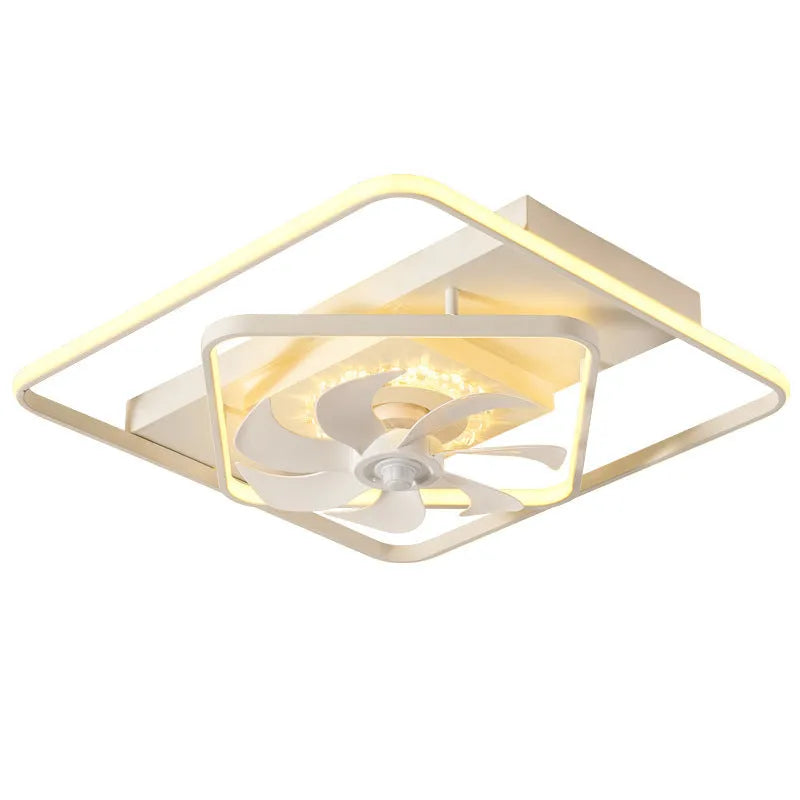 Thin suction ceiling fan lamp with light, 1100mm width, plastic blades, acrylic shade, modern design for bedroom or living room