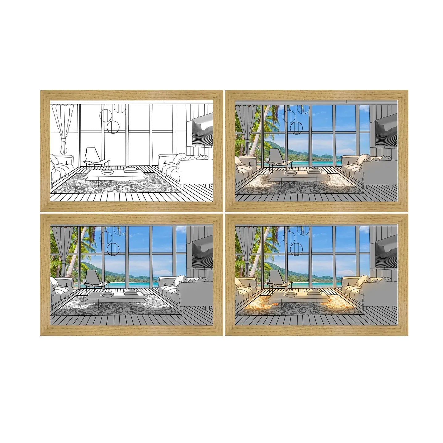 LED illuminated decorative light painting with USB power cable and button switch
