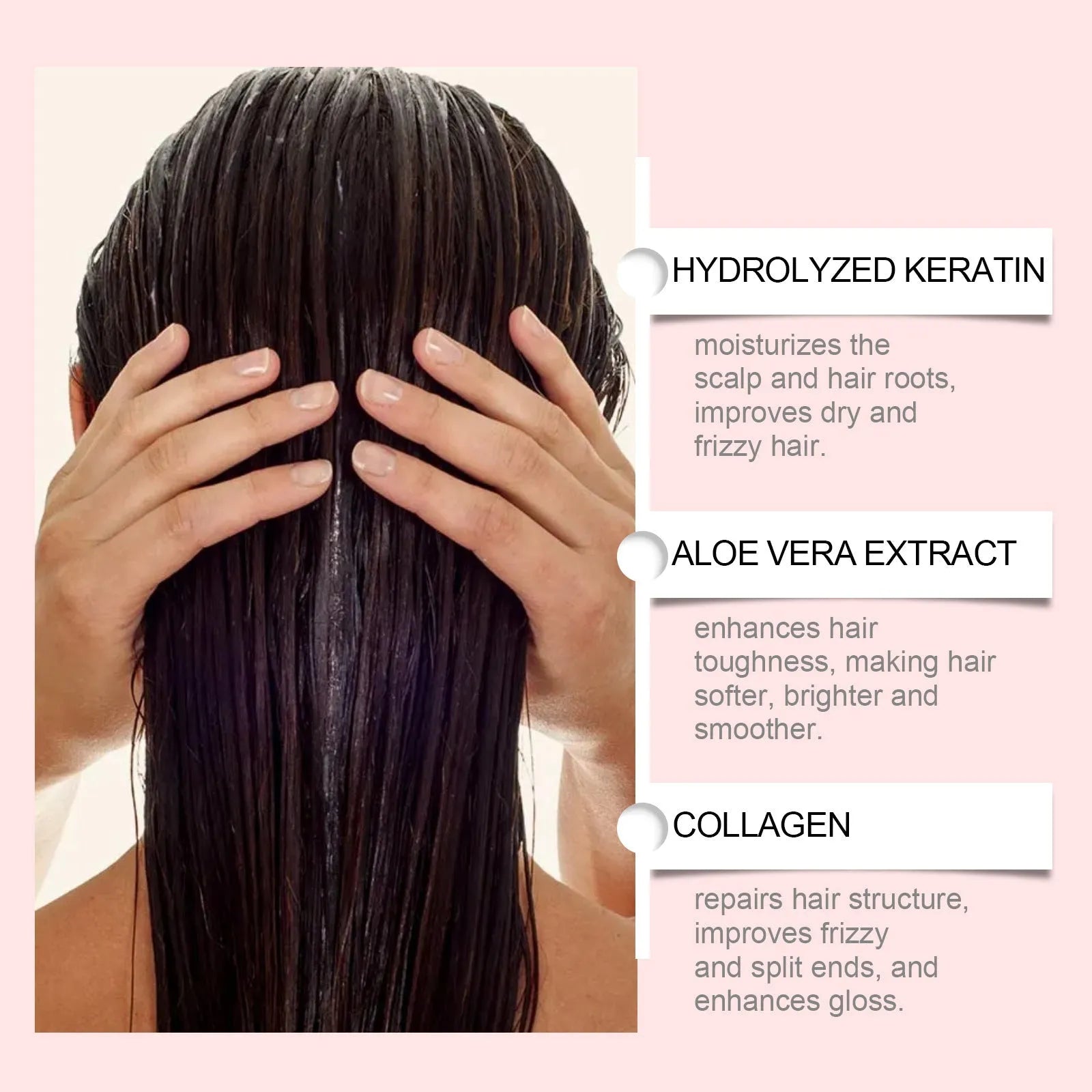 100g jar of nourishing hair mask with hydrolysed keratin and collagen, cube-shaped packaging