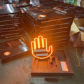Car USB plug finger gesture lights showing thumbs up, OK and scissor hand controls