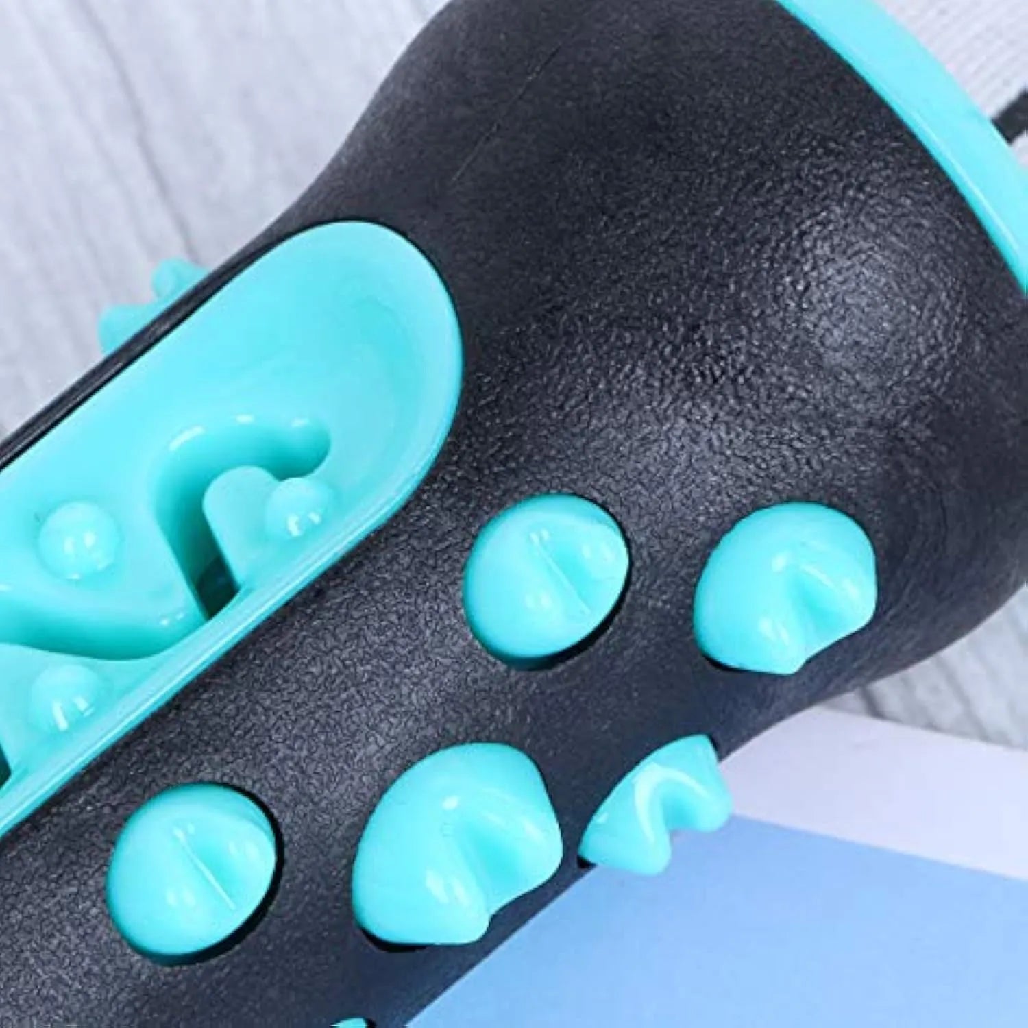 Natural rubber dog toothbrush chew toy in blue colour, measuring 15cm long, for dental cleaning and boredom reduction
