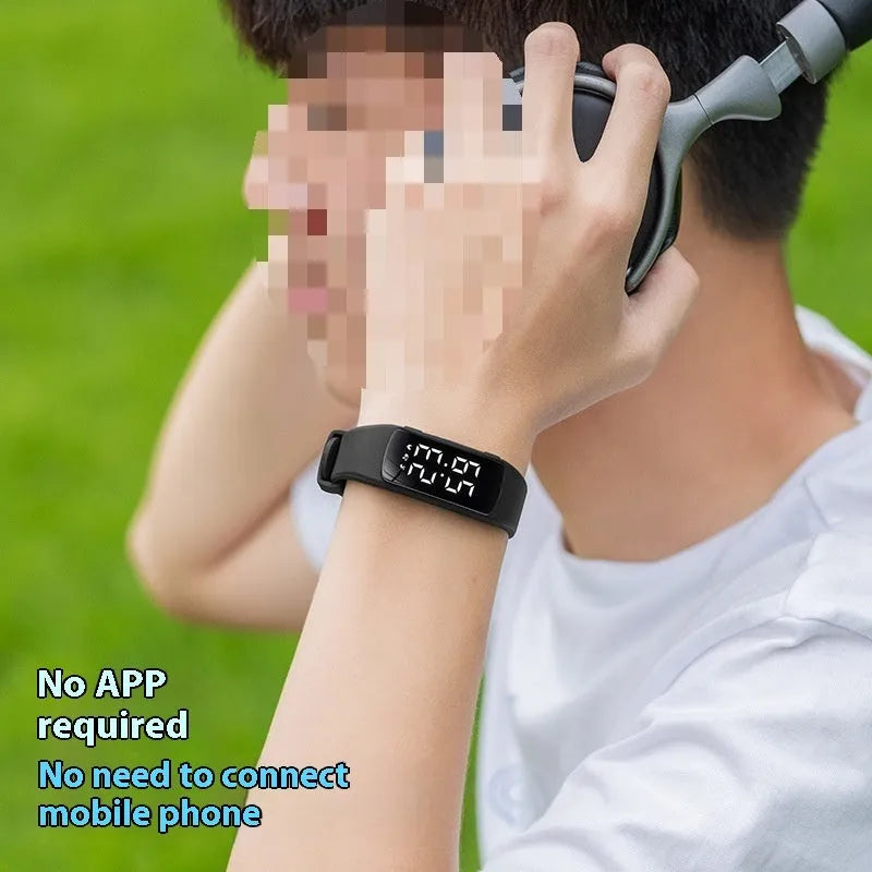 Vibration alarm clock smart watch with waterproof design and adjustable silicone strap in various colours