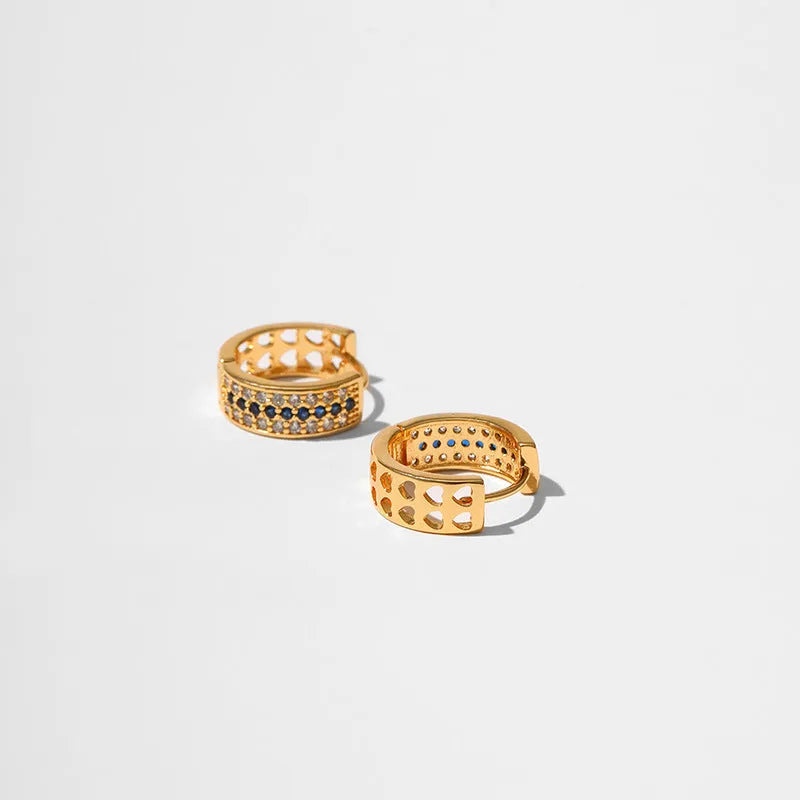 Round geometric women's copper earrings with electroplated 18K gold finish in colour KE1268