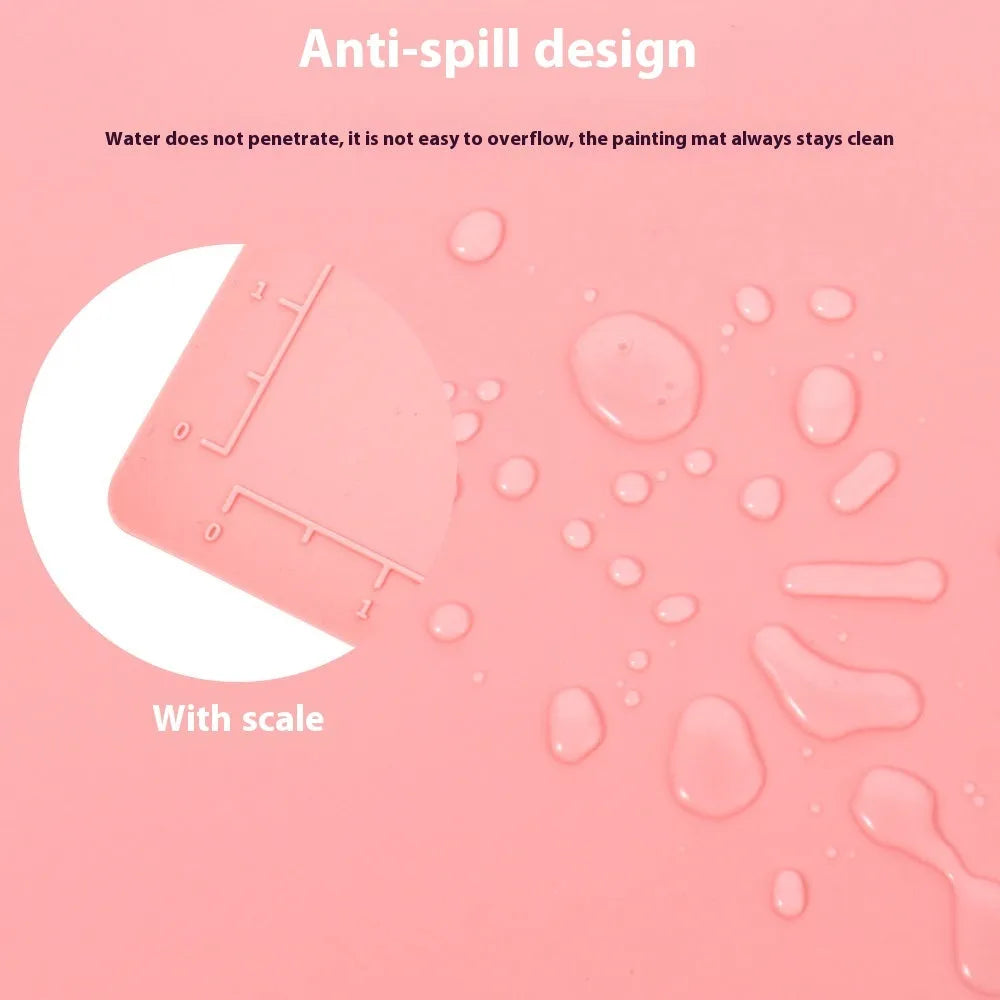 Silicone double bowl painting mat measuring 50 by 40 centimetres for watercolour art