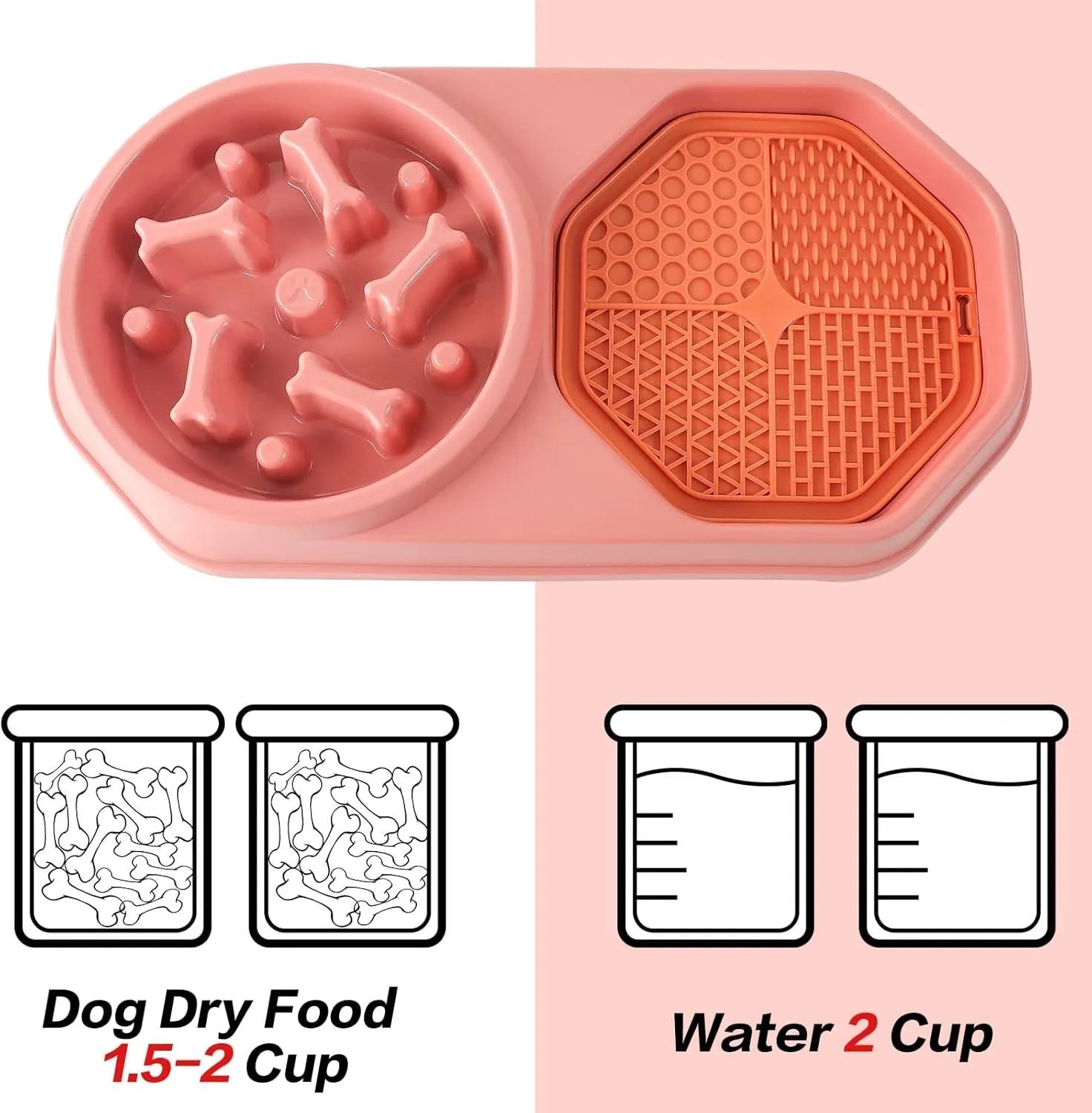 Blue slow feeder dog bowl with puzzle design, non-slip pads, and 37.2cm diameter for small to medium dogs