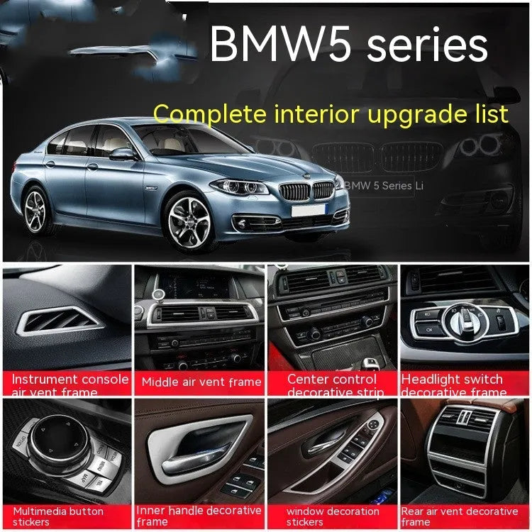BMW 5 Series F10 F18 interior door handle decorative trim strips in ABS and stainless steel.