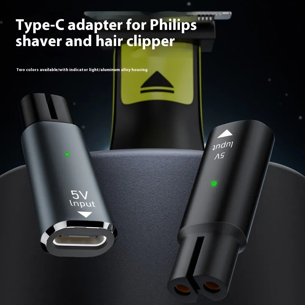 USB-C charging adapter for electric shavers with 8W power output and 4.3V voltage specification
