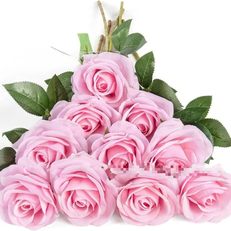 Single stem silk artificial rose in a choice of 17 colours including red, white, pink, and blue.