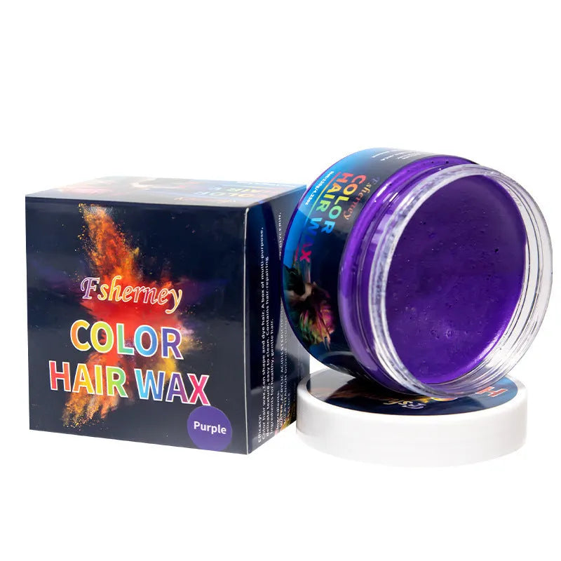 120g hair styling clay pot with nine colour options: white, orange, red, yellow, blue, green, purple, rose red, granny grey